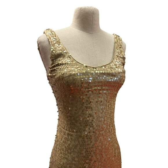 As U Wish Gold Sequin Sleeveless Bodycon Dress S Polyester Spandex Junior Prom M - Picture 4 of 8